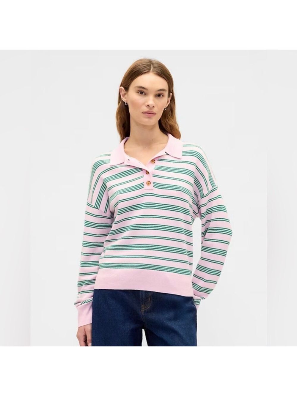 Gap CashSoft Cashmerr Alternative Relaxed Sweater Polo Shirt NWT XS Preppy